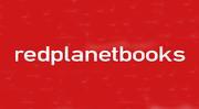 logo for Red Planet Books. The company name is written in white on a red background