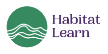 Habitat Learn logo, a green circle with a white wave with the brand name to the right